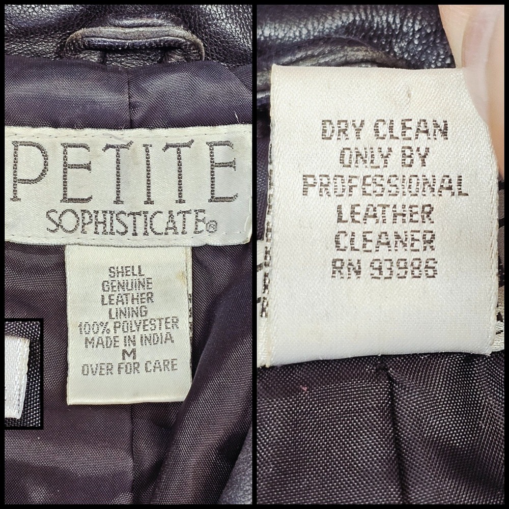 Petite Sophisticate Leather Jacket Womens M Dark Brown Distressed Zip Biker Grng - Picture 9 of 9